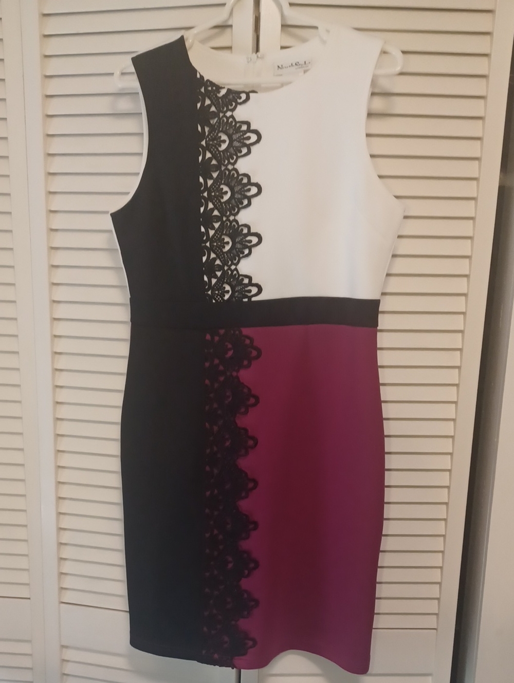 NorthStyle Sleeveless Dress. Magenta And Cream With Lace. Size 10.